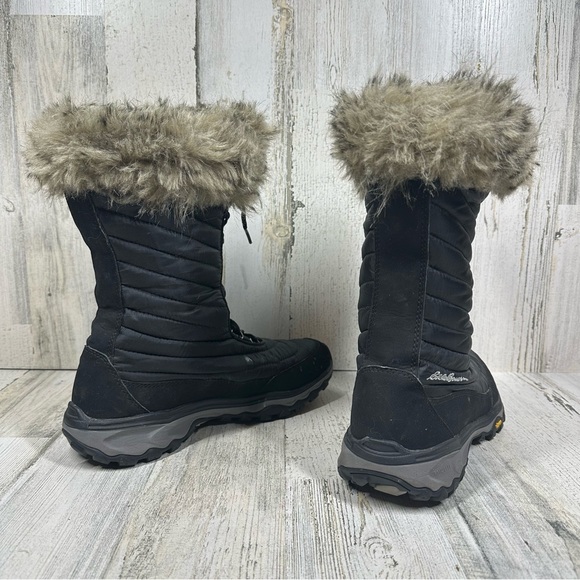 Eddie Bauer Black Faux Fur Lined 200 Gram Waterproof Snow Boots #1084 - Picture 7 of 11